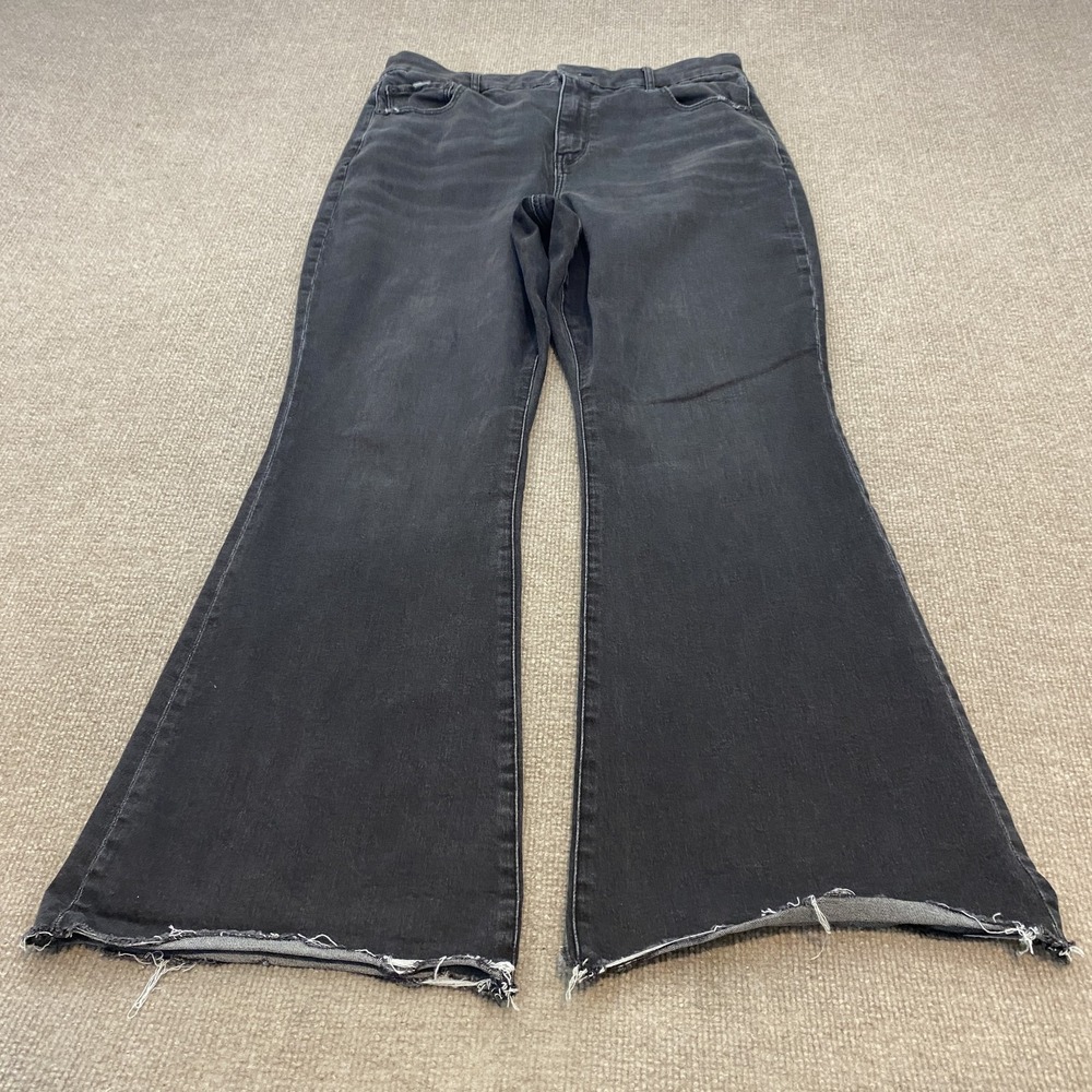 American Eagle Curvy High Rise Flare Jeans Womens 16 Short Charcoal Boho Stretch